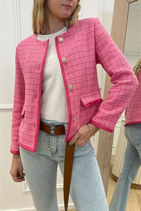 giacca modello chanel rosa pastello|Chanel PASTELLO ROSA FR38 Cotone Poliammide ref.128284.